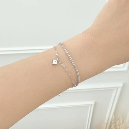 925 Silver Clover 5A CZ Chain Bracelet DY150677 product image 6