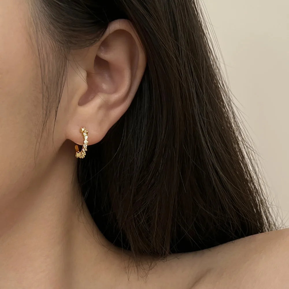 KAKODIY Classic 925 Sterling Silver Irregular Zirconia Stud Earrings Women 18K Gold Statement Half Hoop C Earrings Jewelry Gift - product image 5