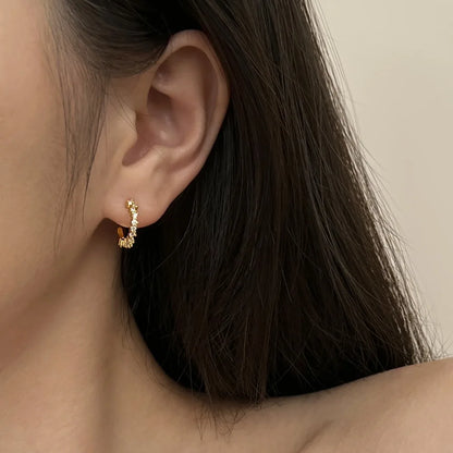 KAKODIY Classic 925 Sterling Silver Irregular Zirconia Stud Earrings Women 18K Gold Statement Half Hoop C Earrings Jewelry Gift - product image 5