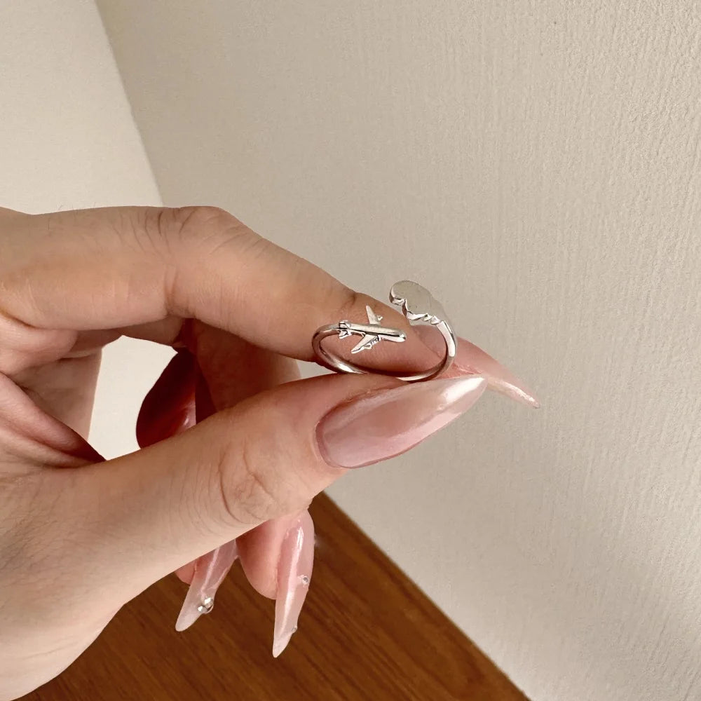925 Sterling Silver Airplane Adjustable Ring product image 3
