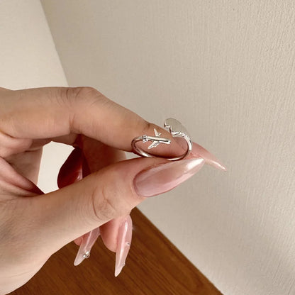 925 Sterling Silver Airplane Adjustable Ring product image 3