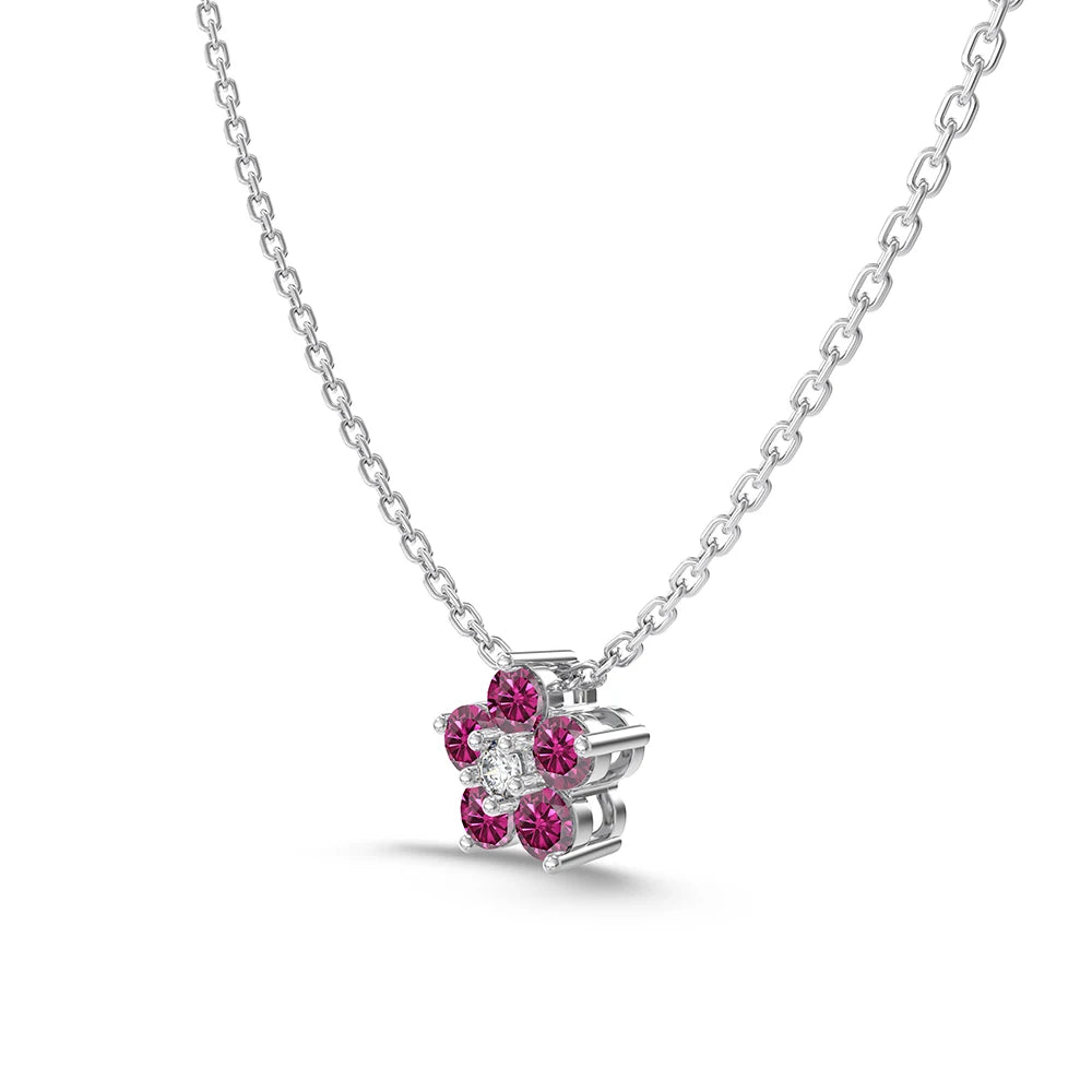 New Year Merry Christmas Festival Gifts Sterling Silver Link Chain Women Fine 5A Zirconia Flower Pendant Necklace