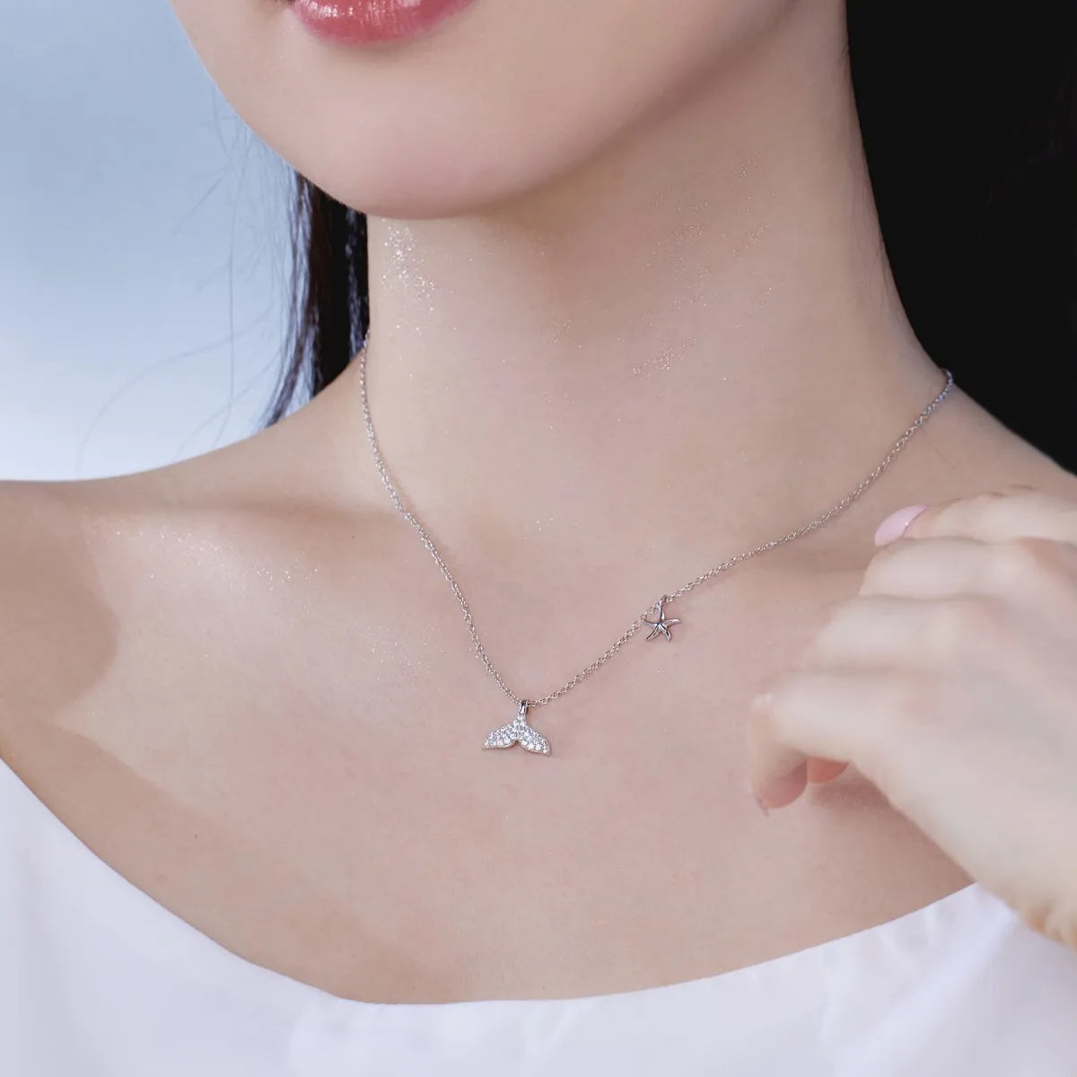 925 Silver Star CZ Pendant Necklace DY190803 product image 2