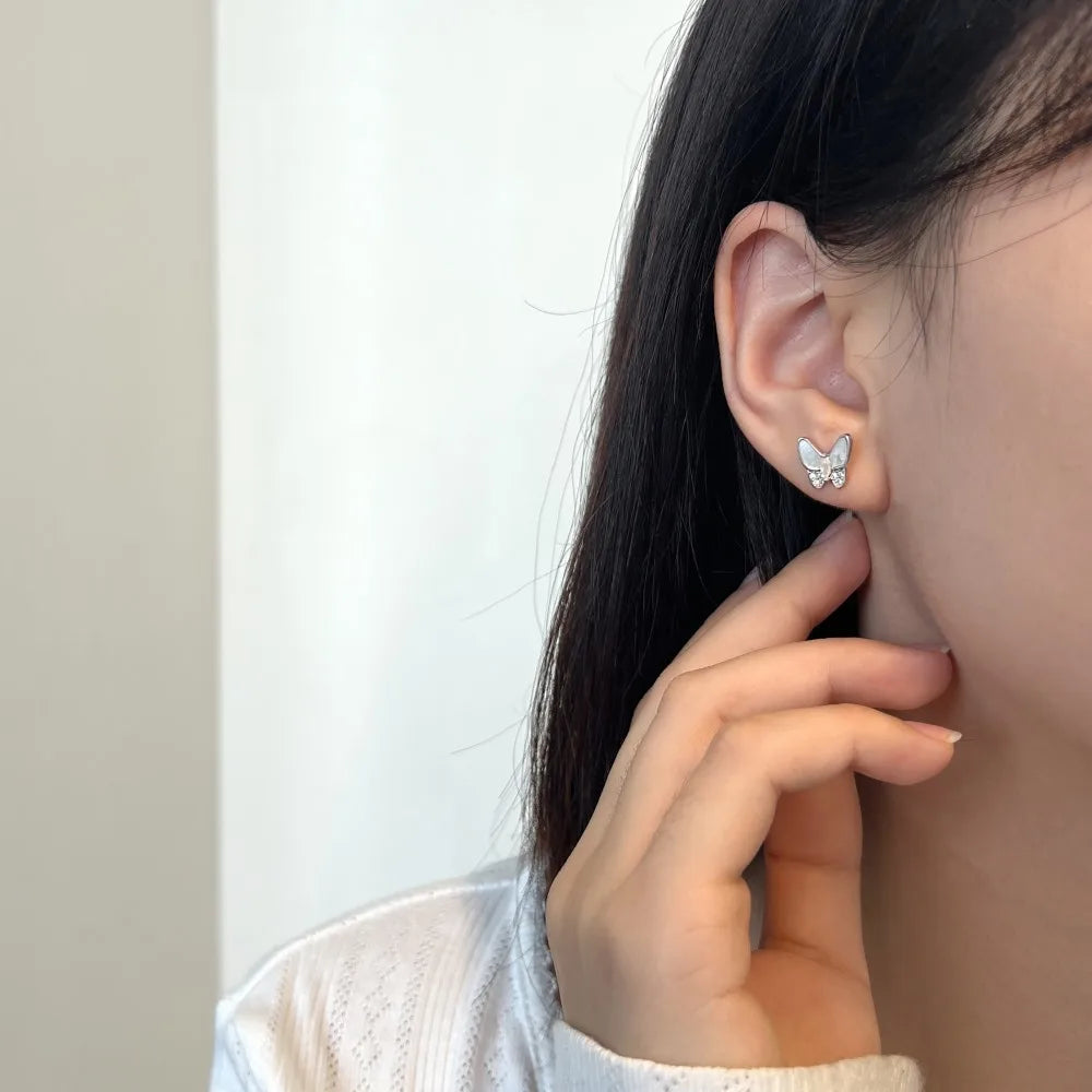KAKODIY Elegance Women's Jewelry Accessories 925 Sterling Silver Hypoallergenic Shell 5A Cubic Zirconia Butterfly Stud Earrings - product image 3