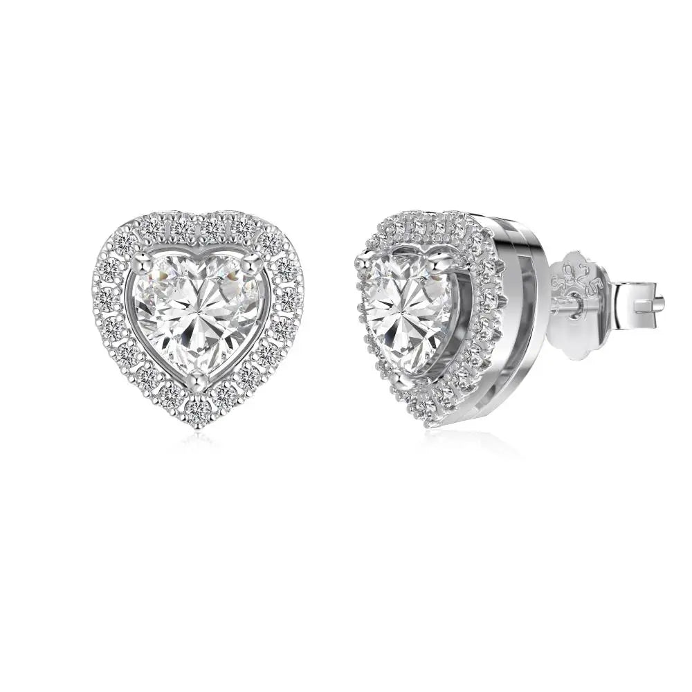 KAKODIY Luxury Jewelry Earrings 18K Gold Plate Sterling Silver 925 Sterling Silver Heart Stud Earrings 5A Cubic Zirconia Earrings