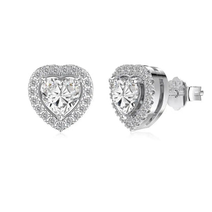 KAKODIY Luxury Jewelry Earrings 18K Gold Plate Sterling Silver 925 Sterling Silver Heart Stud Earrings 5A Cubic Zirconia Earrings