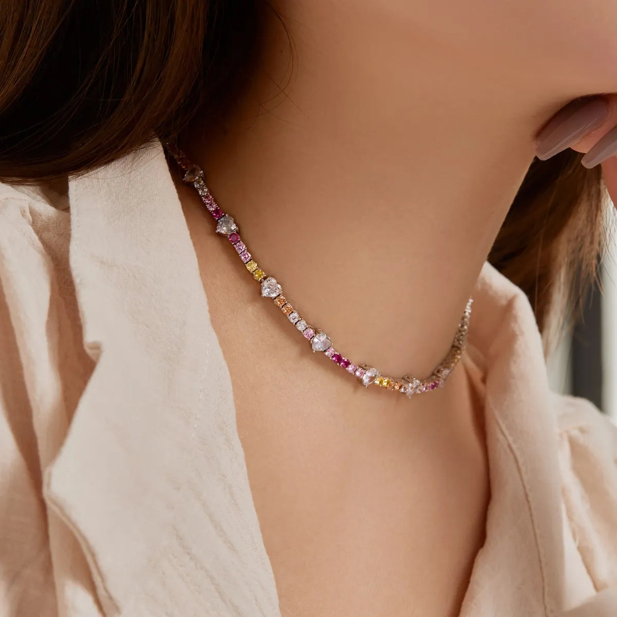 925 Sterling Silver Bow CZ Statement Necklace product image 2