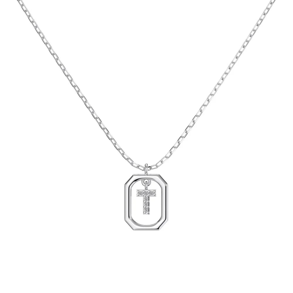 925 Silver 5A CZ Initial Necklace DY191348 by KAKODIY