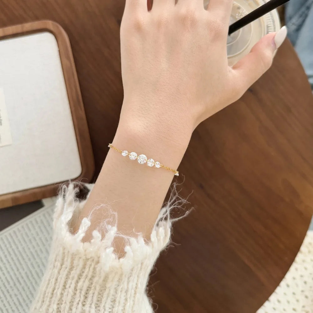 925 Sterling Silver 5A CZ Chain Bracelet DY150563 product image 3