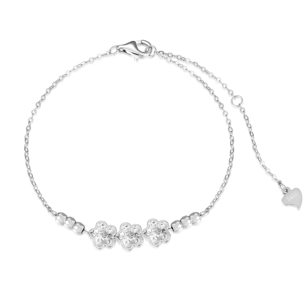 925 Sterling Silver Flower Chain Bracelet by KAKODIY
