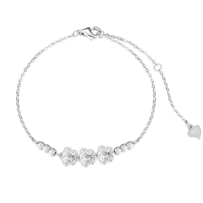 925 Sterling Silver Flower Chain Bracelet by KAKODIY