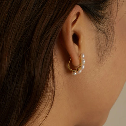 New Arrival 925 Silver Cz Zircon Drop Earrings for Women Classic Geometric Fresh Water Pearl Hoop Earring 18K Gold Plated  Jewelry