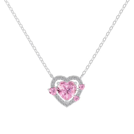 925 Silver Heart 5A CZ Pendant Necklace DY191832 by KAKODIY