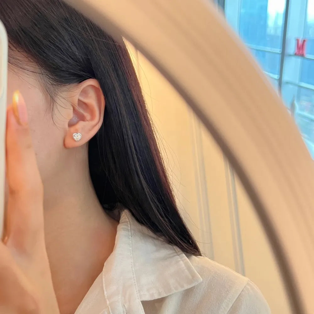 KAKODIY High Quality Matte No Fading 925 Sterling Silver Plated Rhodium Eternal Infinite Love 5A Cubic Zirconia Heart Stud Earrings - product image 3