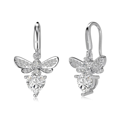 Exquisite Design 925 Sterling Silver Fade Free Diamond Topaz 5A Cubic Zirconia Butterfly Heart Shape Hook Earrings Jewelry
