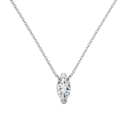 Simplicity Design Elegance Style Jewelry S925 Silver Chain Solitaire Marquise Oval Shape 5A Zirconia Pendant Necklace
