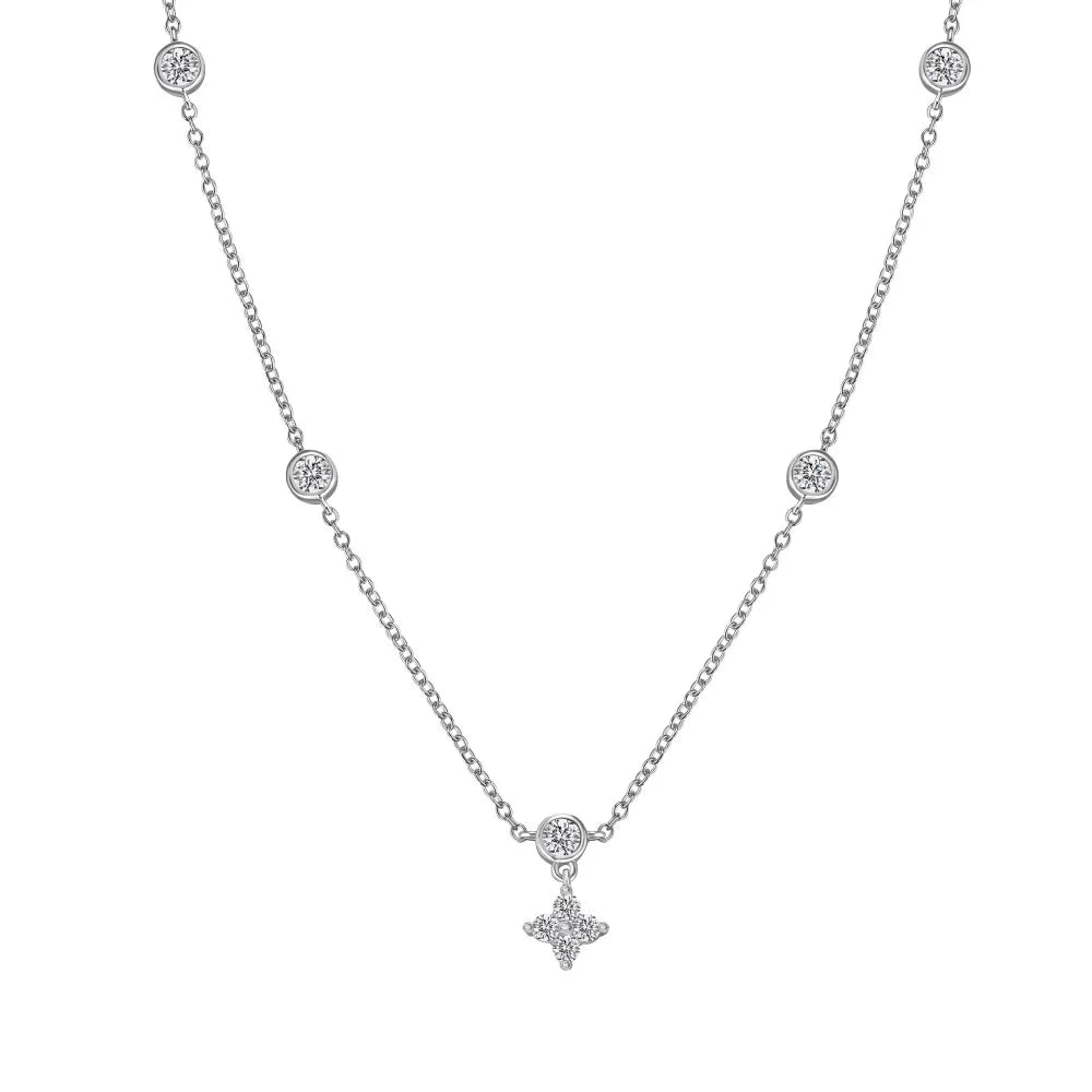 Elegance Christmas New Year Xmas Festival Gifts S925 Silver Link Chain Four Leaf Clover Lucky Pendant Necklace for Women
