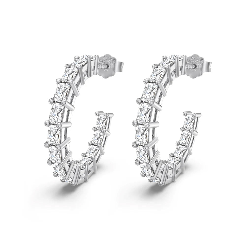 KAKODIY simple design 14K gold cubic zirconia shiny 925 Sterling Silver hoop earrings