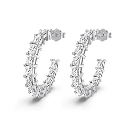 KAKODIY simple design 14K gold cubic zirconia shiny 925 Sterling Silver hoop earrings