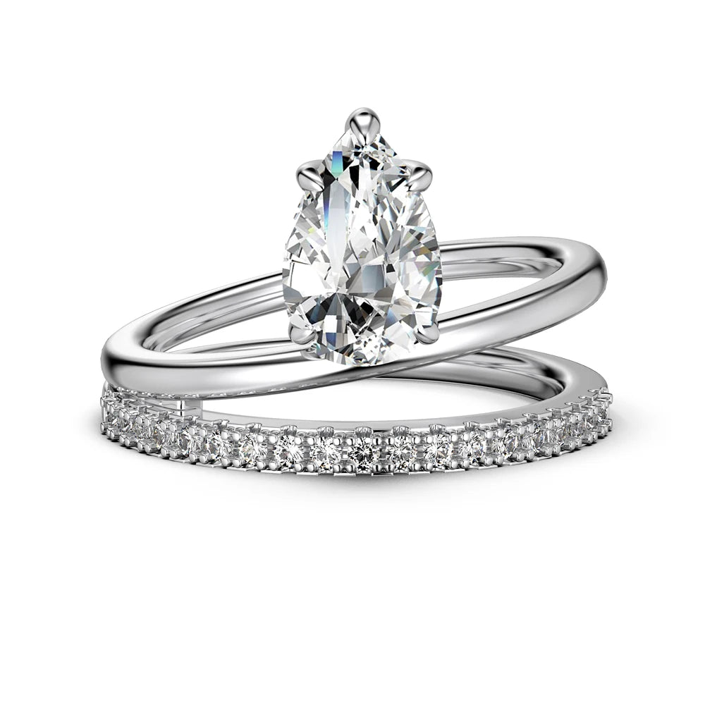 925 Silver Teardrop CZ Engagement Ring DY121021 by KAKODIY