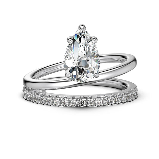 925 Silver Teardrop CZ Engagement Ring DY121021 by KAKODIY