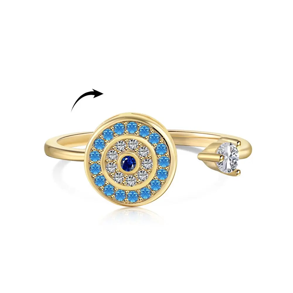 925 Sterling Silver Evil Eye Adjustable Ring product image 7