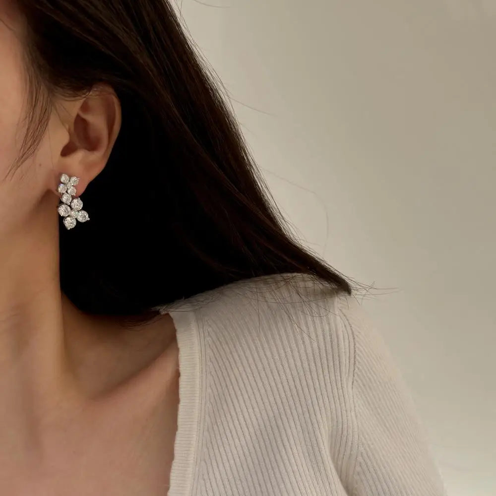 KAKODIY new design high-end quality 925 sterling silver deciduous 5A cubic zirconia earrings - product image 6