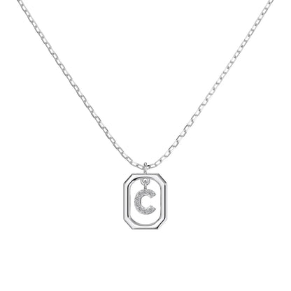925 Silver C Initial 5A CZ Necklace DY191331 product image 5