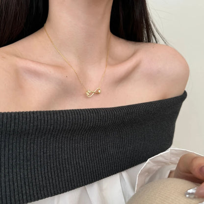 Stylish Geometric Design S925 Silver Link Chain 5A Cubic Zirconia Butterfly Number 8 Infinity Symbol Pendant Necklaces