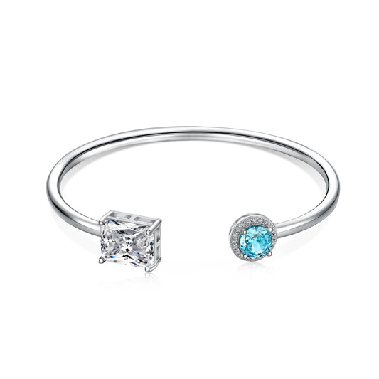 925 Sterling Silver Open Bracelet Square Circle Cuff Diamond Jewellery Fine Jewelry Cubic Zirconia Bracelets Bangles for Women