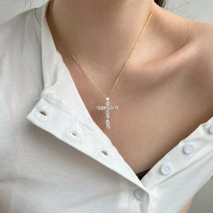 925 Silver Cross CZ Pendant Necklace DY190716 product image 2
