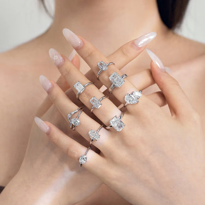 Fine Fashion Jewelry Women Daily Dress up Accessories Classic S925 Silver Oval Shape 5A Cubic Zirconia Bridal Promise Ring