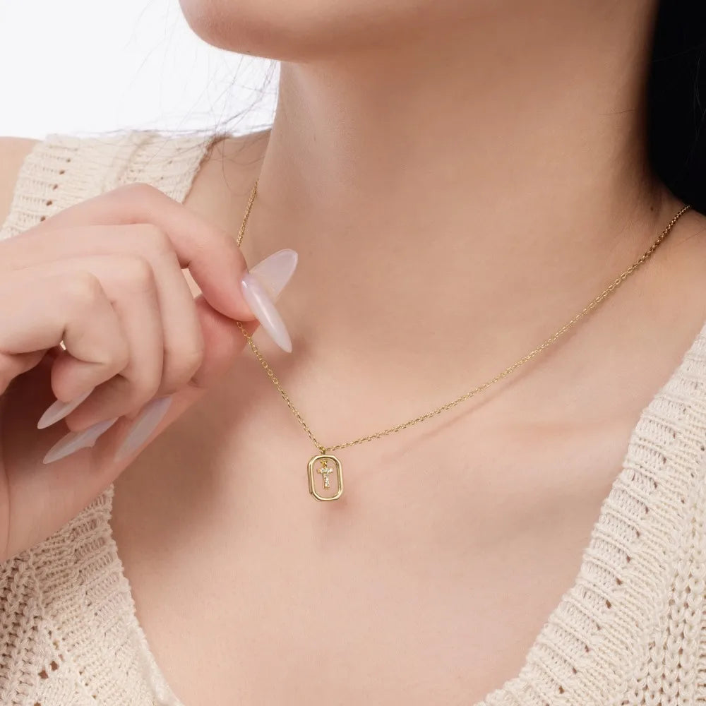 925 Silver 5A CZ Initial Necklace DY191348 product image 2