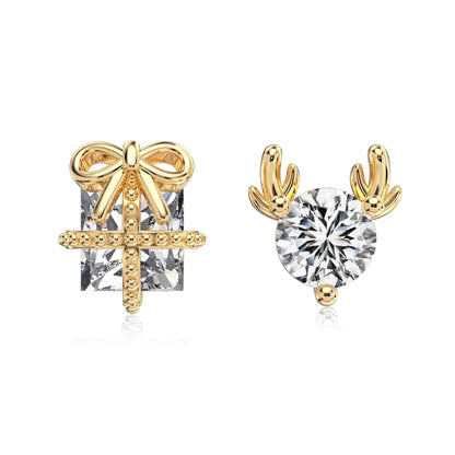 Sustainable Jewelry Factory 2025 Christmas Festival Xmas Gifts Elk 5A Cubic Zirconia S925 Silver Stud Earrings for Women