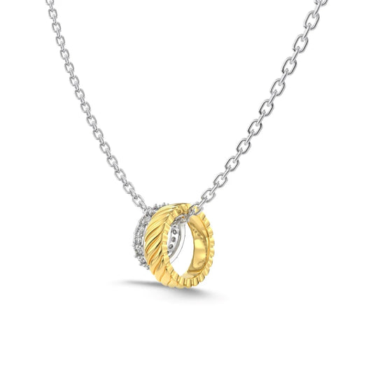 Fine Jewelry Simple Cz Zirconia Necklace Double Circle Pendant 18K  Gold Plated S925 Silver Eternity Necklaces for Women
