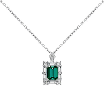 925 Silver Emerald CZ Pendant Necklace DY190689 product image 5