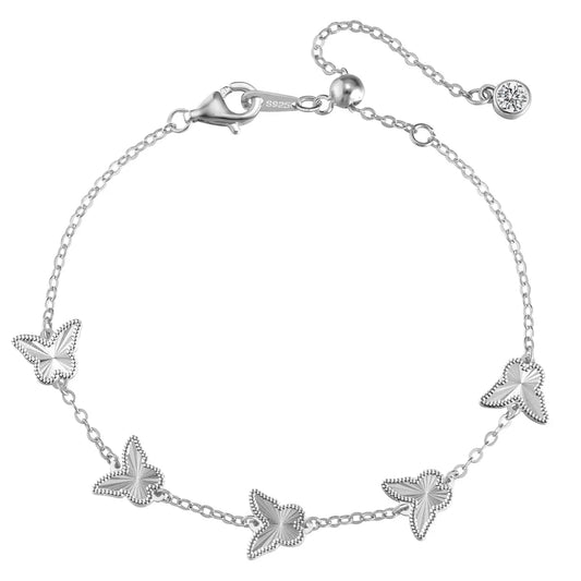 925 Sterling Silver Butterfly 5A CZ Charm Bracelet by KAKODIY
