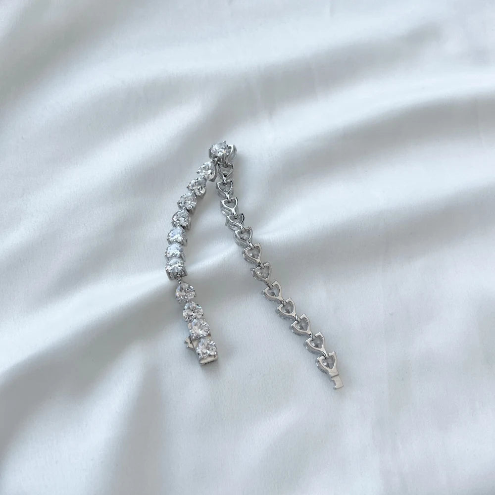Classic Iced Out Heart Shape Tennis Bracelet Sterling Silver Cz Cubic Zirconia Bracelet 925 Silver Bracelets For Women
