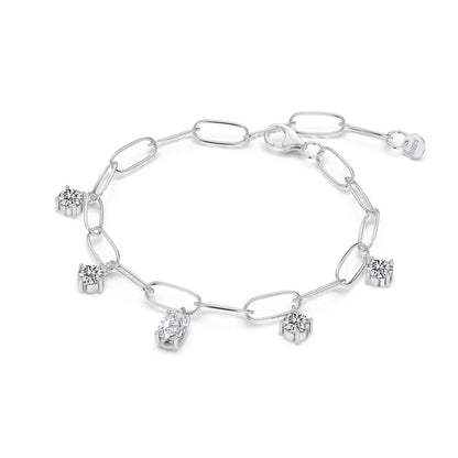 925 Sterling Silver 5A CZ Charm Bracelet DY150560 product image 7