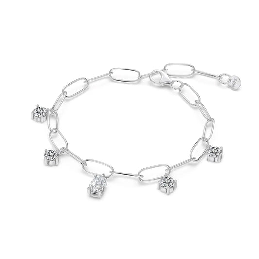 925 Sterling Silver 5A CZ Charm Bracelet DY150560 product image 7