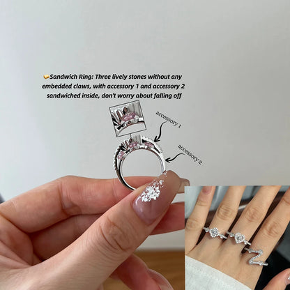 Special Design Classic Style Fine Jewelry Sterling Silver Bridal Eternity Band Flower Shape 5A Zirconia Women Wedding Ring