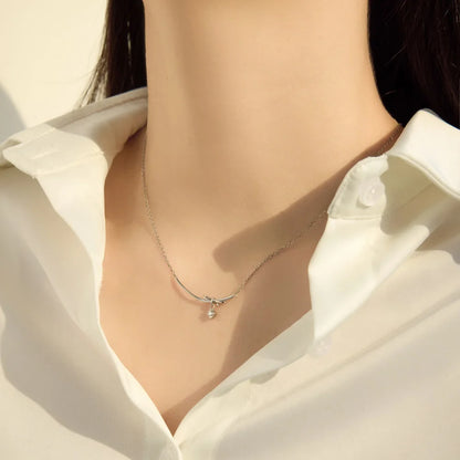 925 Silver Bow 5A CZ Pendant Necklace DY191836 product image 4