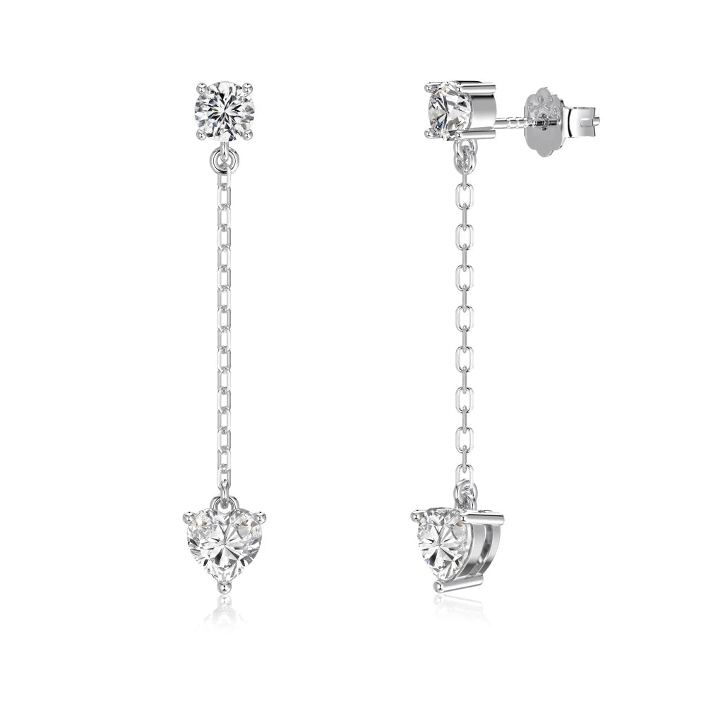 KAKODIY Charm Boutique Fashion Accessories 925 Sterling Silver Earrings Tassel 5A Cubic Zirconia Love Stud Earrings Lady Gift Daily
