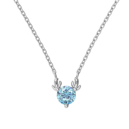 Stylish Delicate Jewelry Rhodium 18K Gold Plated Sterling Silver Link Chain 5A Zirconia Christmas Elk Pendant Necklaces