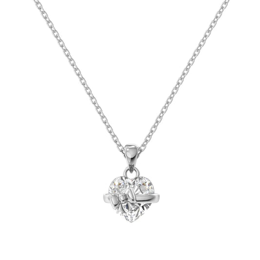 Merry Christmas Happy New Year Xmas Festival Gift Jewelry S925 Silver Link Chain 5A Zirconia Heart Shape Pendant Necklaces