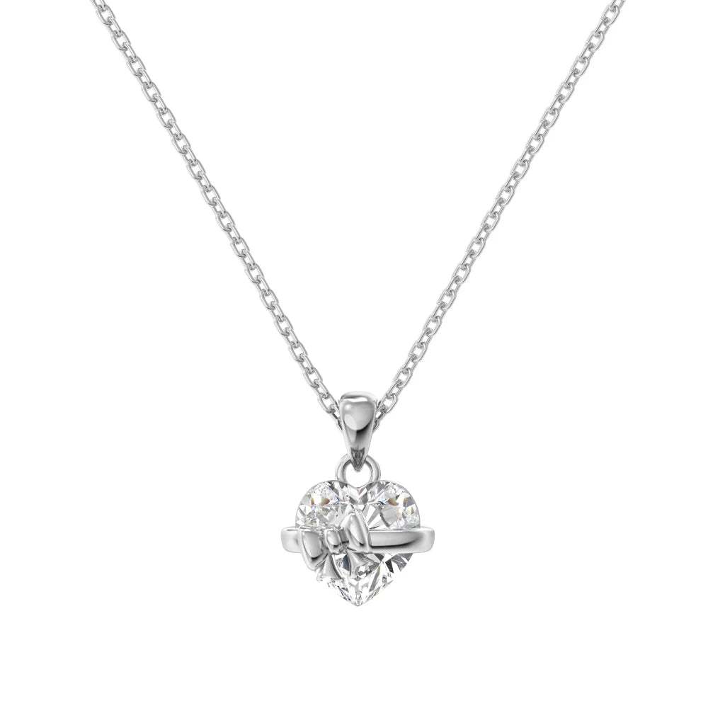 925 Silver Heart 5A CZ Pendant Necklace DY191064 by KAKODIY