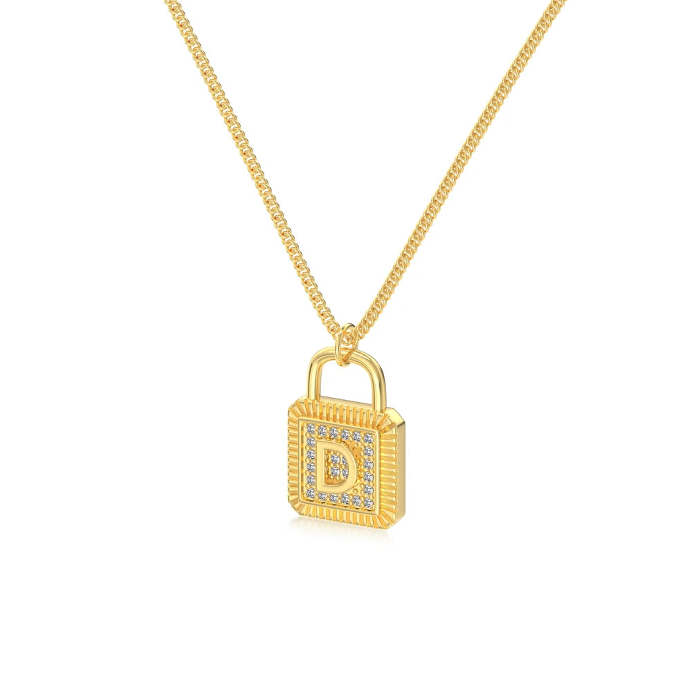 925 Sterling Silver Lock Bridal Initial Necklace product image 25