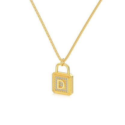 925 Sterling Silver Lock Bridal Initial Necklace product image 25
