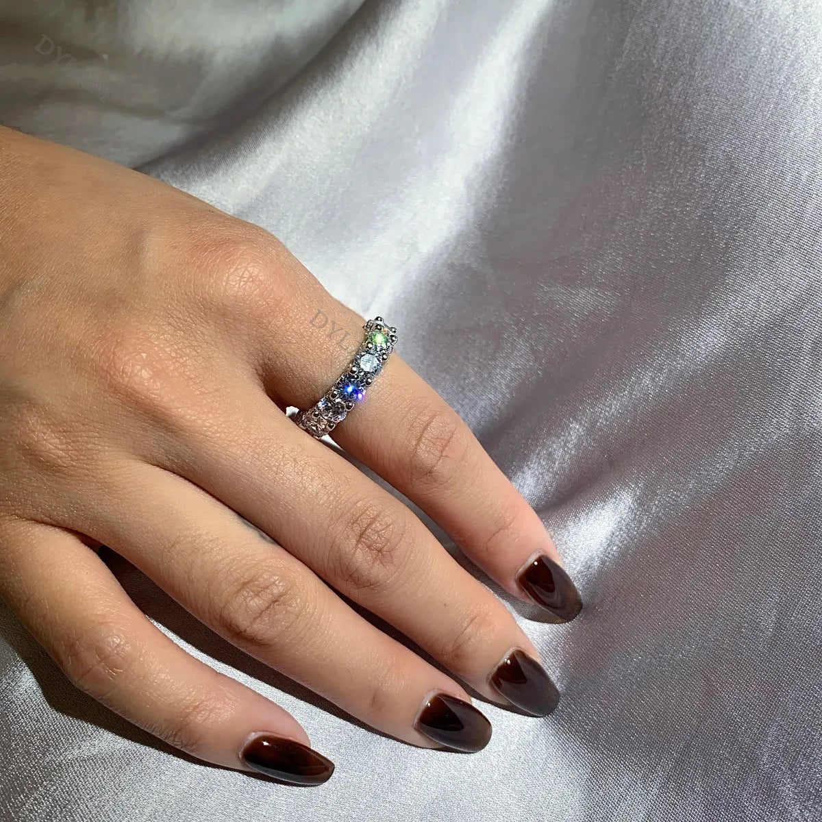 Fancy Luxury Trendy Double Layered Anniversary Diamond Engagement Wedding Bands CZ 5A S925 Rings
