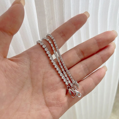 Unisex Weeding Series Unique Stackable Twinkle Zircons Engraved Box Chain 925 Sterling Silver Single Bracelets